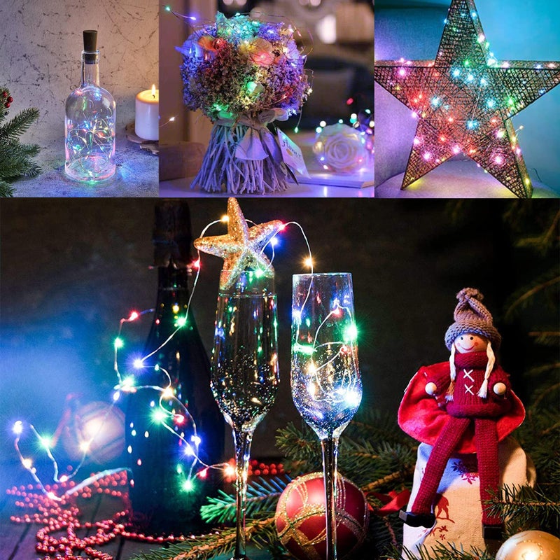 woohaha Solar String Lights, 2 Packs 100 LED Copper Wire Lights, Waterproof Fairy Decoration Starry String Lights - 8 Modes, Indoor/Outdoor for Gardens, Patios, Homes, Parties, Multi Color - Image 2